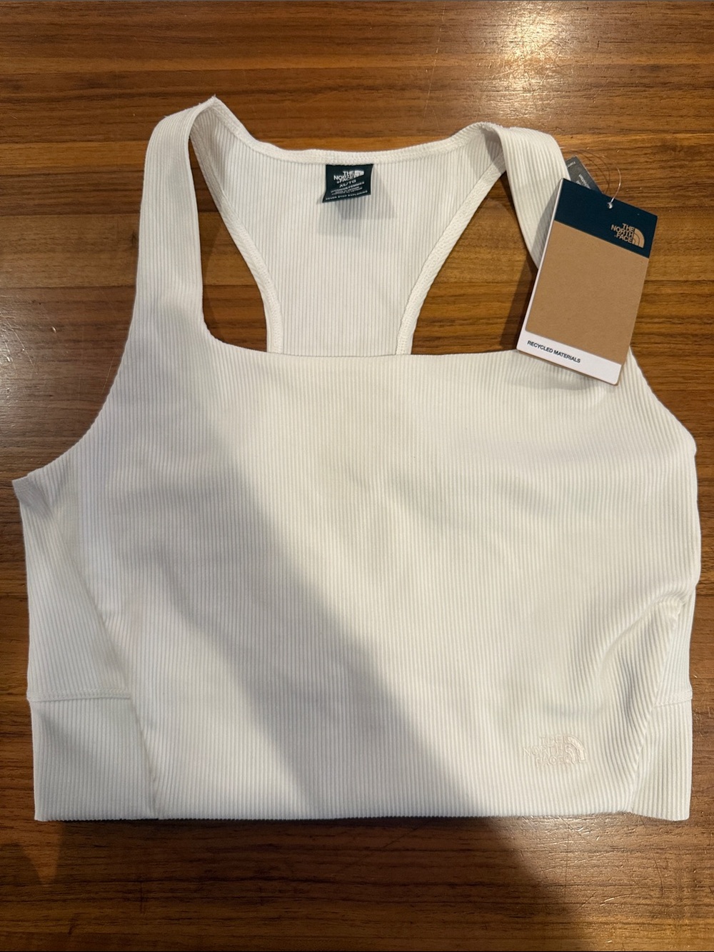 NWT The North Face Women's Ribbed Crop Tank Top Cream Off White Size XL NF0A7ZYA